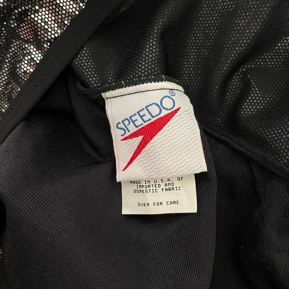 Speedo Vintage sparkling shiny Silver Swimsuit Tyra Banks Victorias Secret Sz 14 - Picture 12 of 15